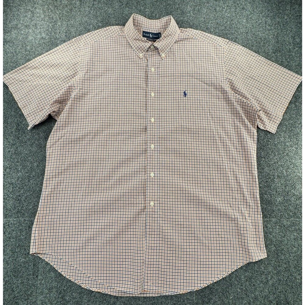 Polo Ralph Lauren Classic Fit Short Sleeve Gingham Button Down Shirt Mens XL